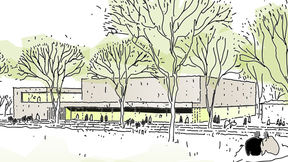 Dreifeld-Sporthalle in Ladenburg (Planungsskizze von löhle neubauer architekten)