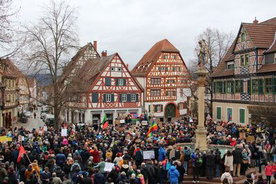1300 Demonstranten auf Ladenburger Marktplatz