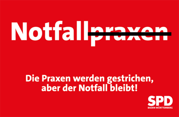 Notfallpraxen-Text bei dem Praxen durchgestrichen ist
