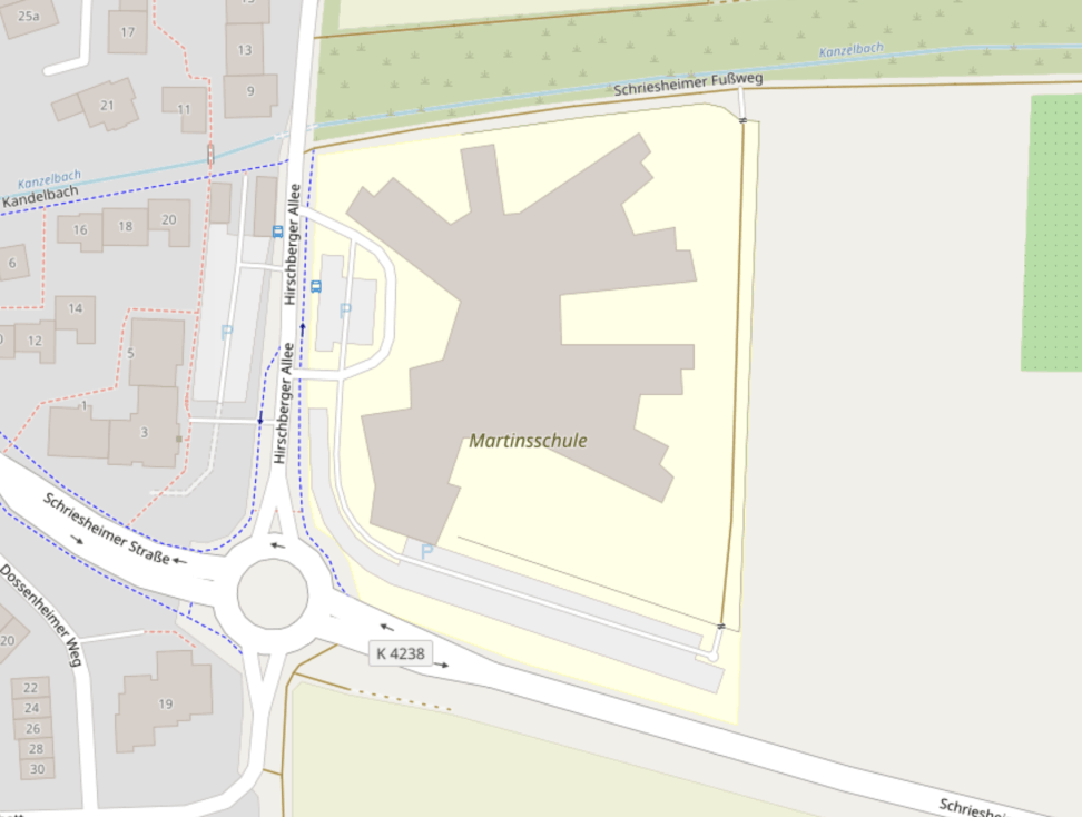 Lageplan der Ladenburger Martinsschule (OpenStreetMap)