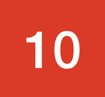 Weiße 10 auf rotem Grund