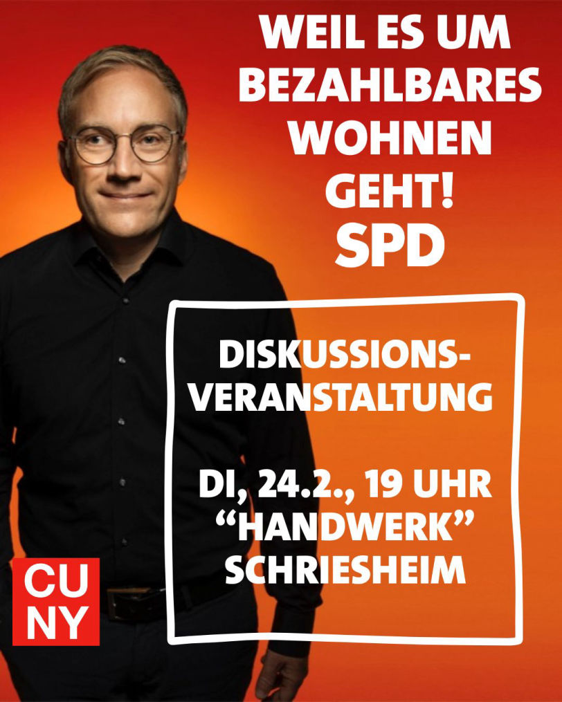 Plakat zu Sebastian Cunys Wahlkampf: Weil es um bezahlbares Wohnen geht