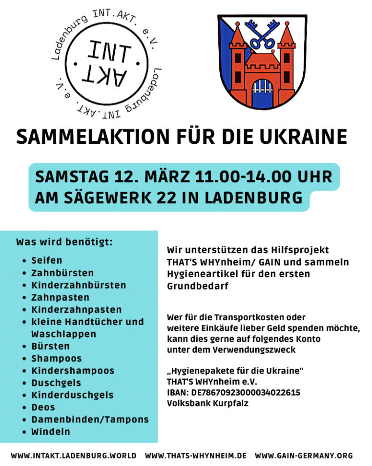 Plakat Sammelaktion für Ukraine
